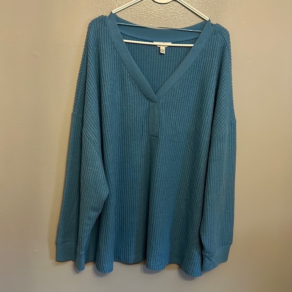 Terra & Sky Plus Size 4X Women’s Long Sleeve Blue Shirt  New With Tags
